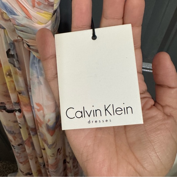 NWT Calvin Klein Elegant Pink Floral Halter Maxi Dress - Picture 6 of 16